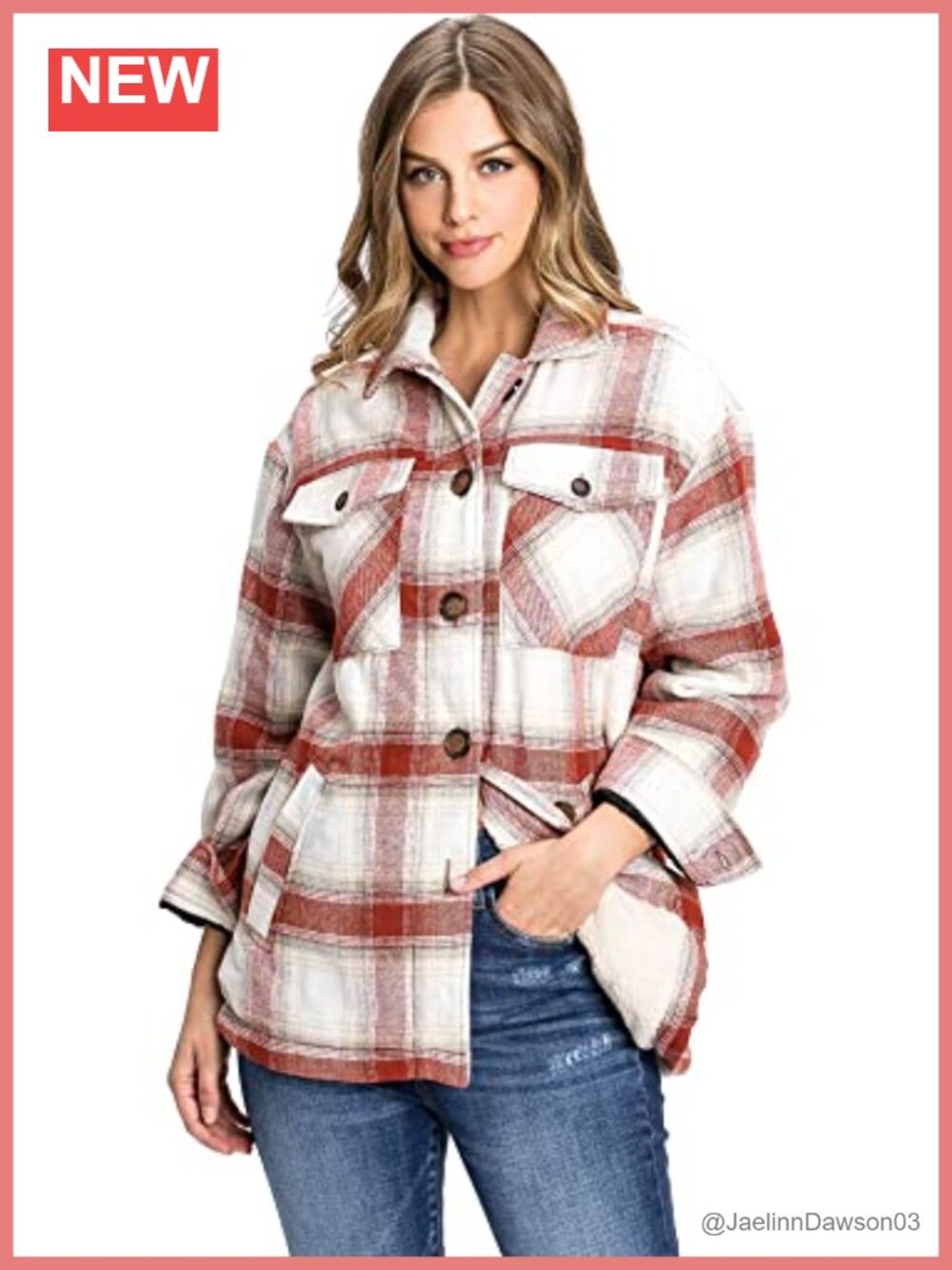 Sherpa Lined Plaid Shacket Oversized Button Down Coat